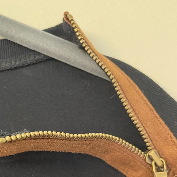 Ralph Lauren Black Long Sleeve Shirt Brown Suede Shoulder Zip Elbow Patches XL - Picture 12 of 16